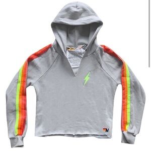 Aviator nation gray and neon striped sweatpants and hoodie set. Both size small